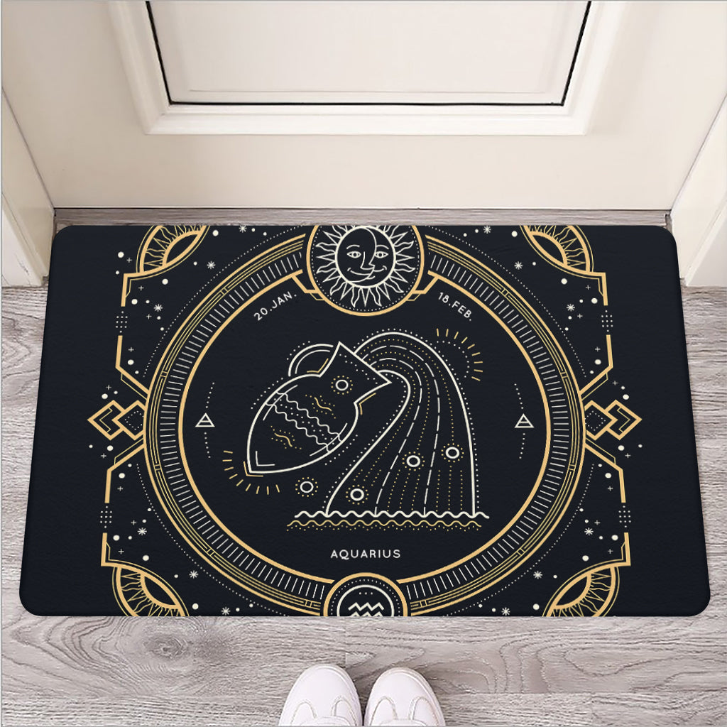 Vintage Aquarius Zodiac Sign Print Rubber Doormat