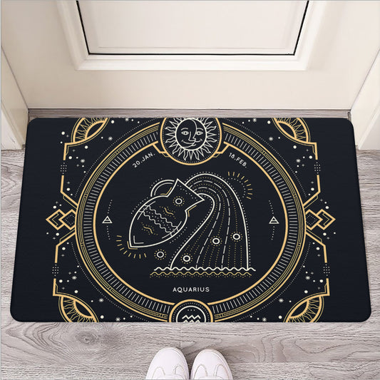 Vintage Aquarius Zodiac Sign Print Rubber Doormat
