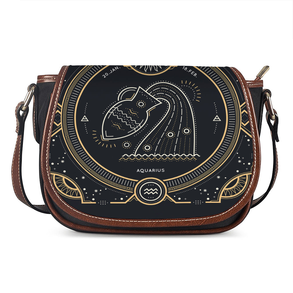 Vintage Aquarius Zodiac Sign Print Saddle Bag