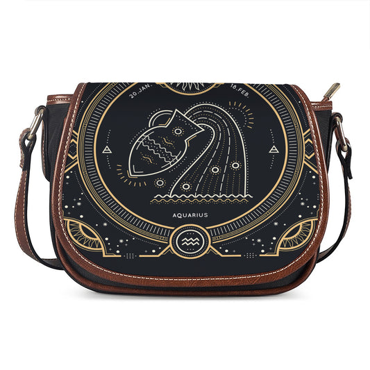 Vintage Aquarius Zodiac Sign Print Saddle Bag