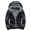 Vintage Aquarius Zodiac Sign Print Sherpa Lined Zip Up Hoodie