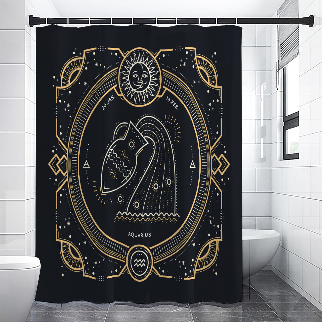 Vintage Aquarius Zodiac Sign Print Shower Curtain