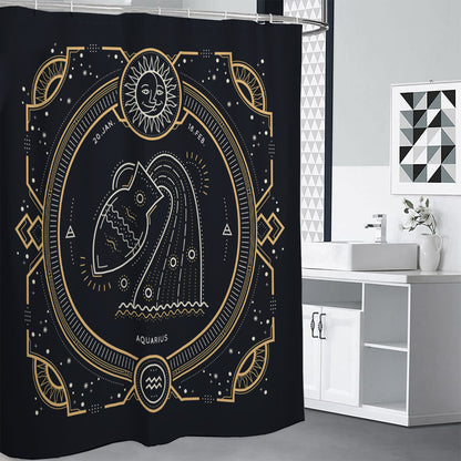 Vintage Aquarius Zodiac Sign Print Shower Curtain