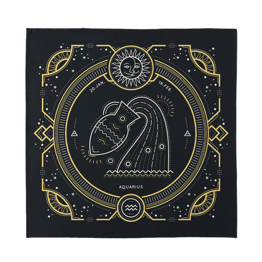 Vintage Aquarius Zodiac Sign Print Silk Bandana