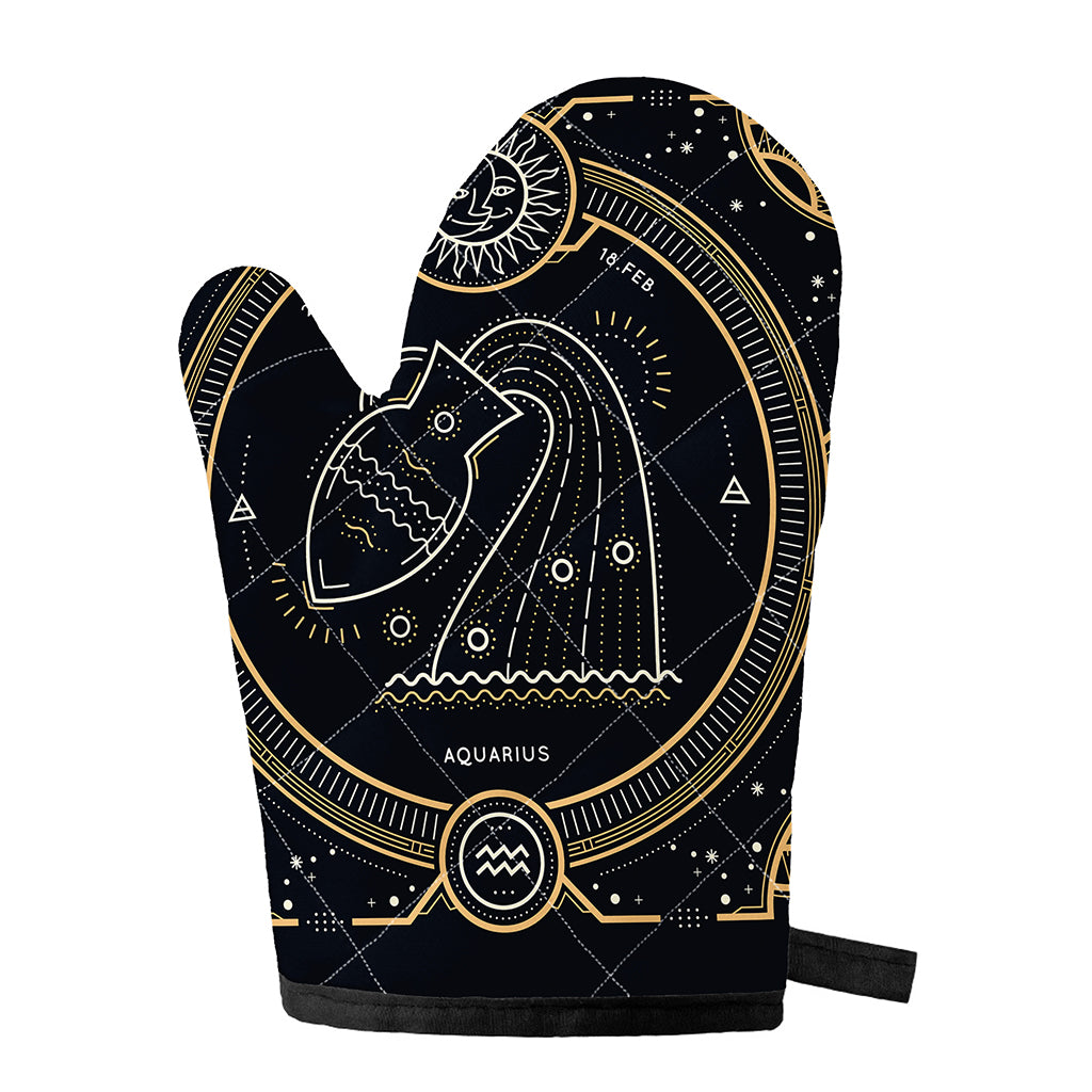 Vintage Aquarius Zodiac Sign Print Single Oven Mitt