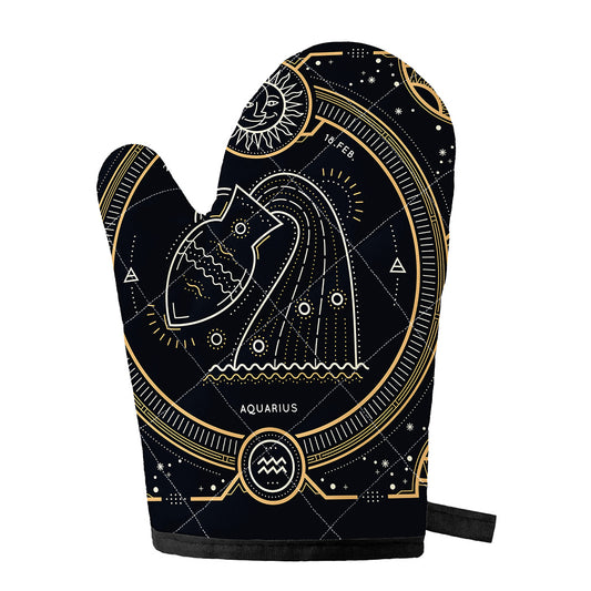 Vintage Aquarius Zodiac Sign Print Single Oven Mitt