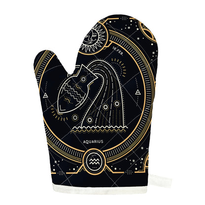 Vintage Aquarius Zodiac Sign Print Single Oven Mitt