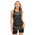Vintage Aquarius Zodiac Sign Print Sleeveless One Piece Swimsuit