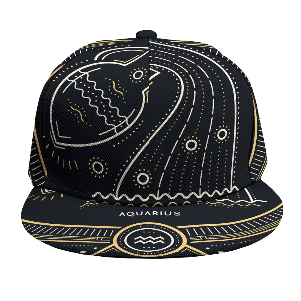 Vintage Aquarius Zodiac Sign Print Snapback Cap
