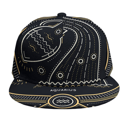 Vintage Aquarius Zodiac Sign Print Snapback Cap