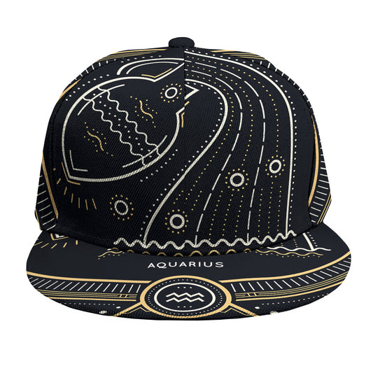 Vintage Aquarius Zodiac Sign Print Snapback Cap
