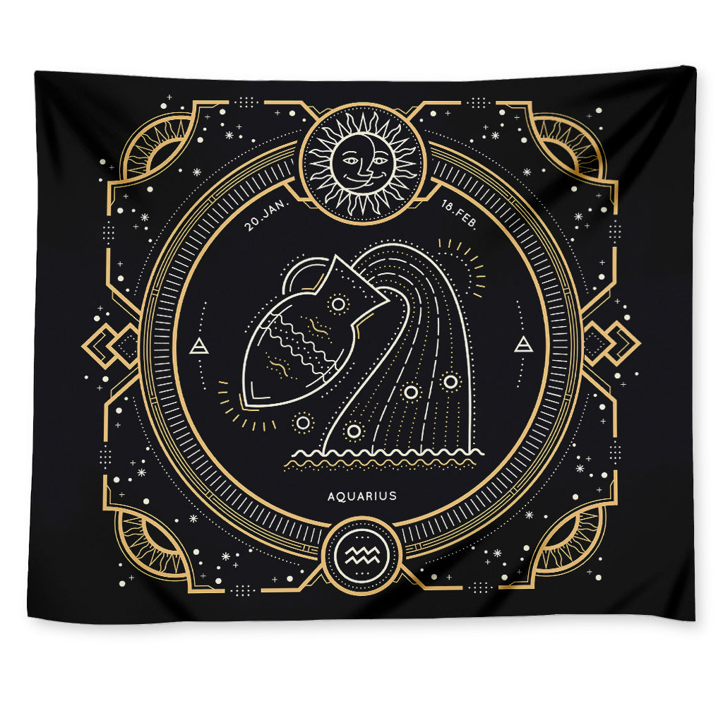 Vintage Aquarius Zodiac Sign Print Tapestry