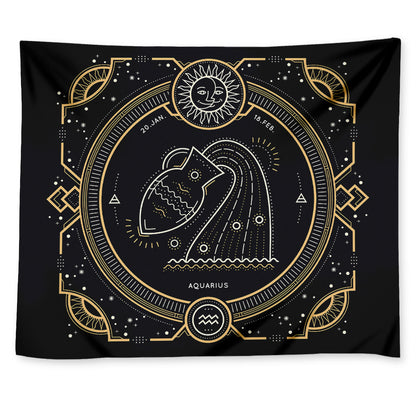 Vintage Aquarius Zodiac Sign Print Tapestry