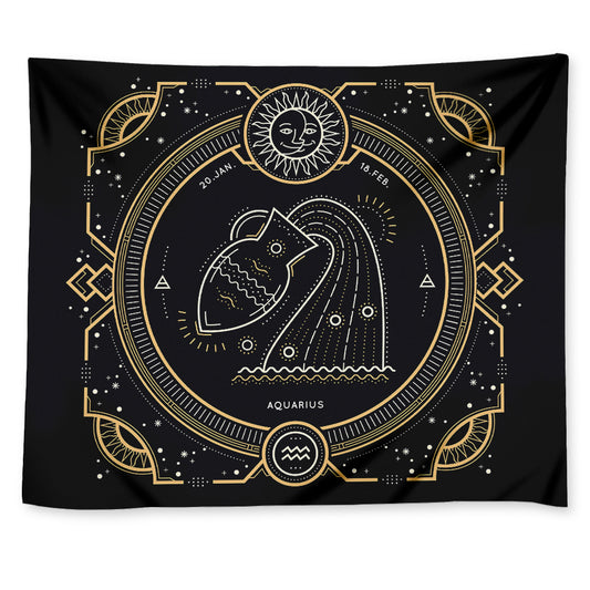Vintage Aquarius Zodiac Sign Print Tapestry