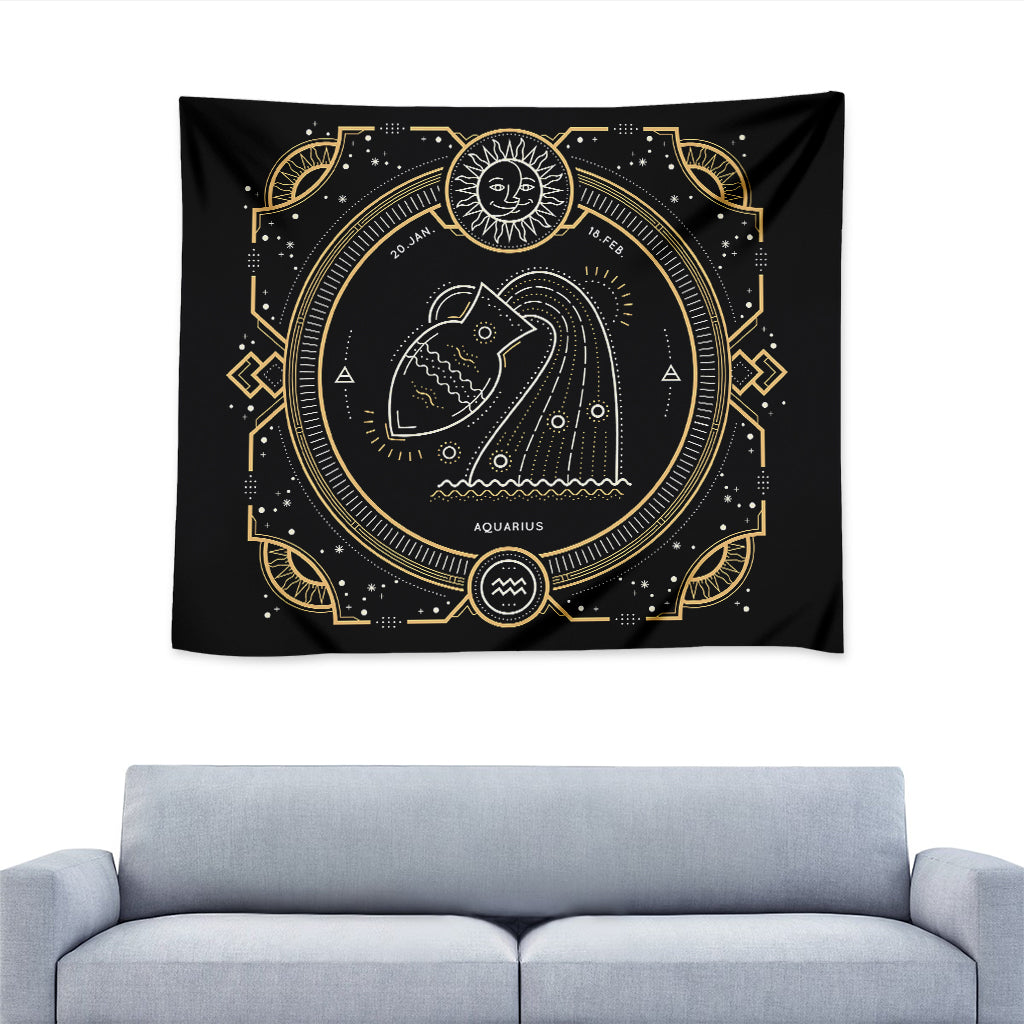 Vintage Aquarius Zodiac Sign Print Tapestry