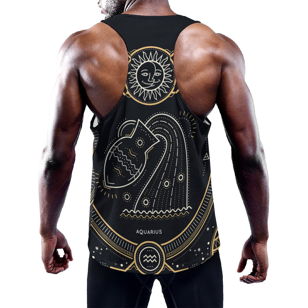 Vintage Aquarius Zodiac Sign Print Training Tank Top