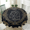 Vintage Aquarius Zodiac Sign Print Waterproof Round Tablecloth