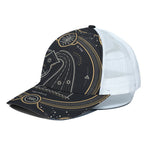 Vintage Aquarius Zodiac Sign Print White Mesh Trucker Cap