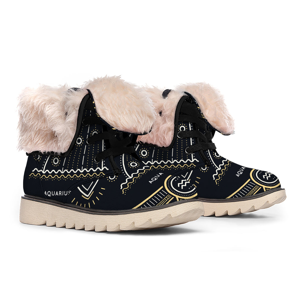 Vintage Aquarius Zodiac Sign Print Winter Boots
