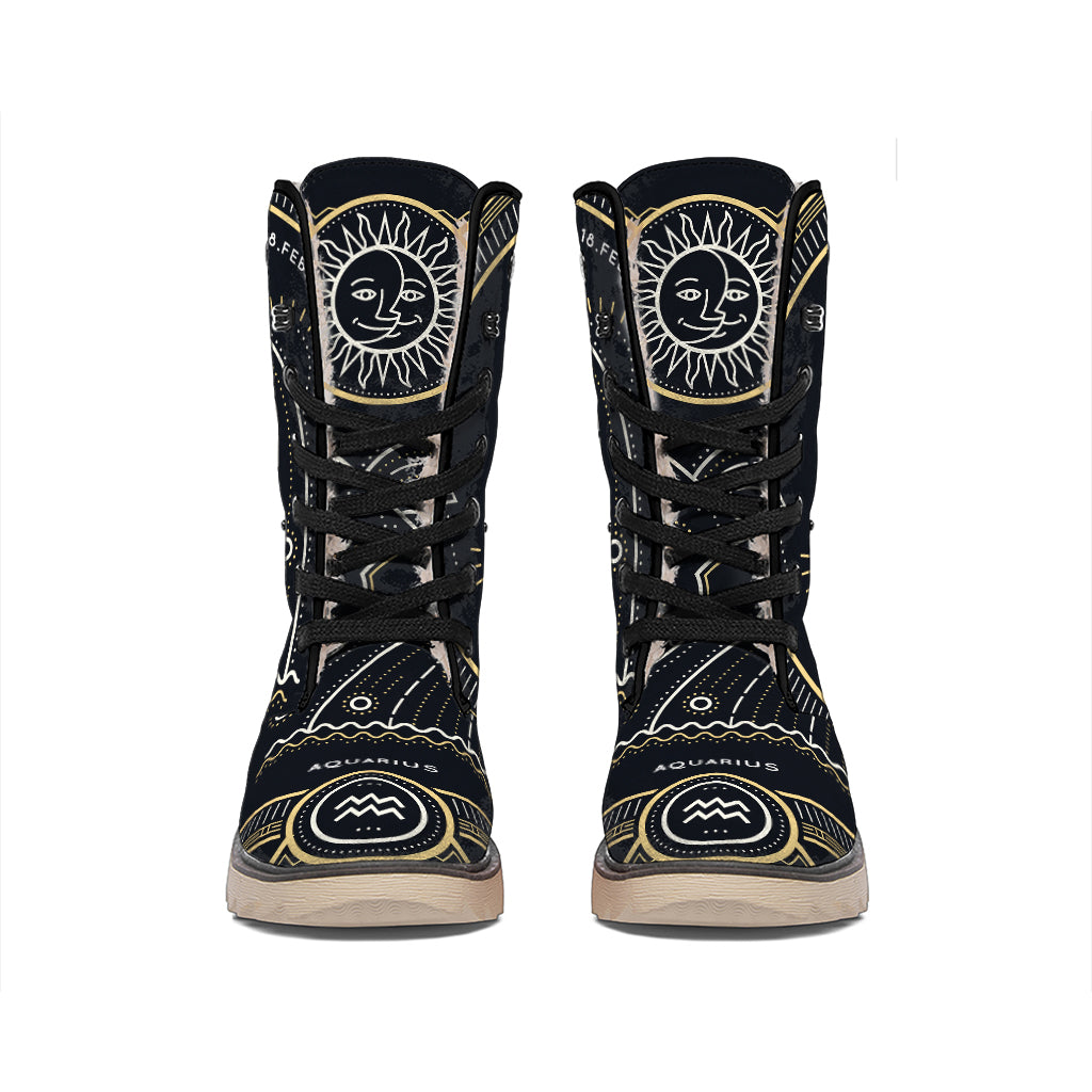 Vintage Aquarius Zodiac Sign Print Winter Boots