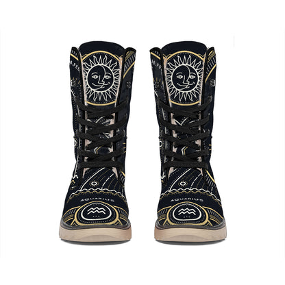 Vintage Aquarius Zodiac Sign Print Winter Boots