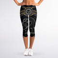 Vintage Aquarius Zodiac Sign Print Women's Capri Leggings