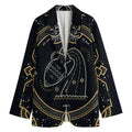 Vintage Aquarius Zodiac Sign Print Women's Cotton Blazer