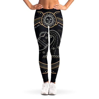 Vintage Aquarius Zodiac Sign Print Women's Leggings