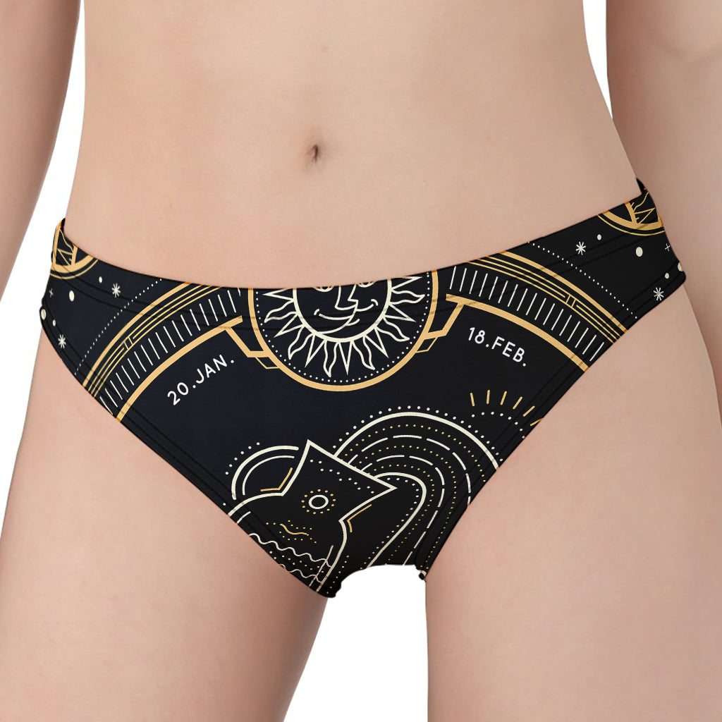 Vintage Aquarius Zodiac Sign Print Women's Panties