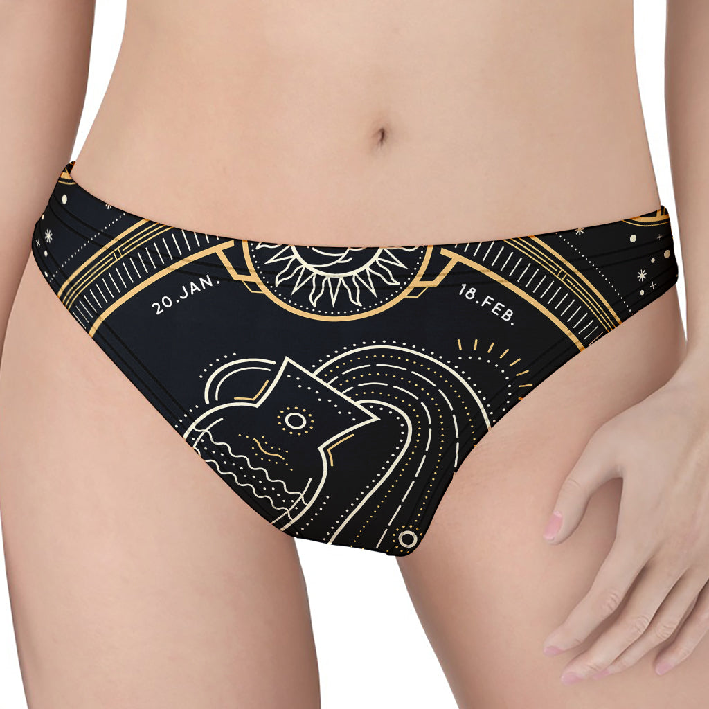 Vintage Aquarius Zodiac Sign Print Women's Thong