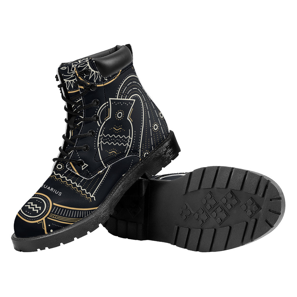 Vintage Aquarius Zodiac Sign Print Work Boots