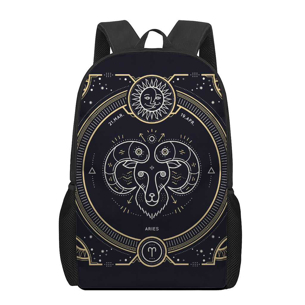 Vintage Aries Zodiac Sign Print 17 Inch Backpack