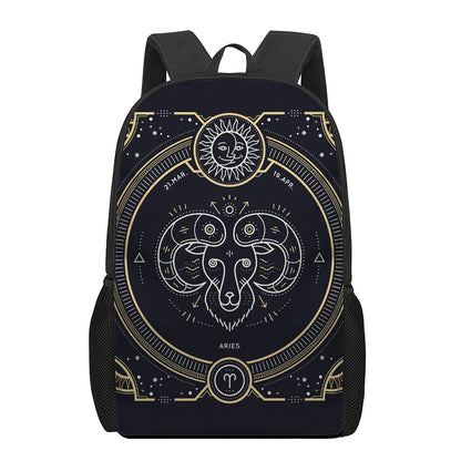 Vintage Aries Zodiac Sign Print 17 Inch Backpack