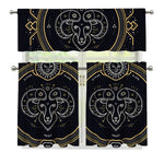 Vintage Aries Zodiac Sign Print 3 Piece Kitchen Curtains