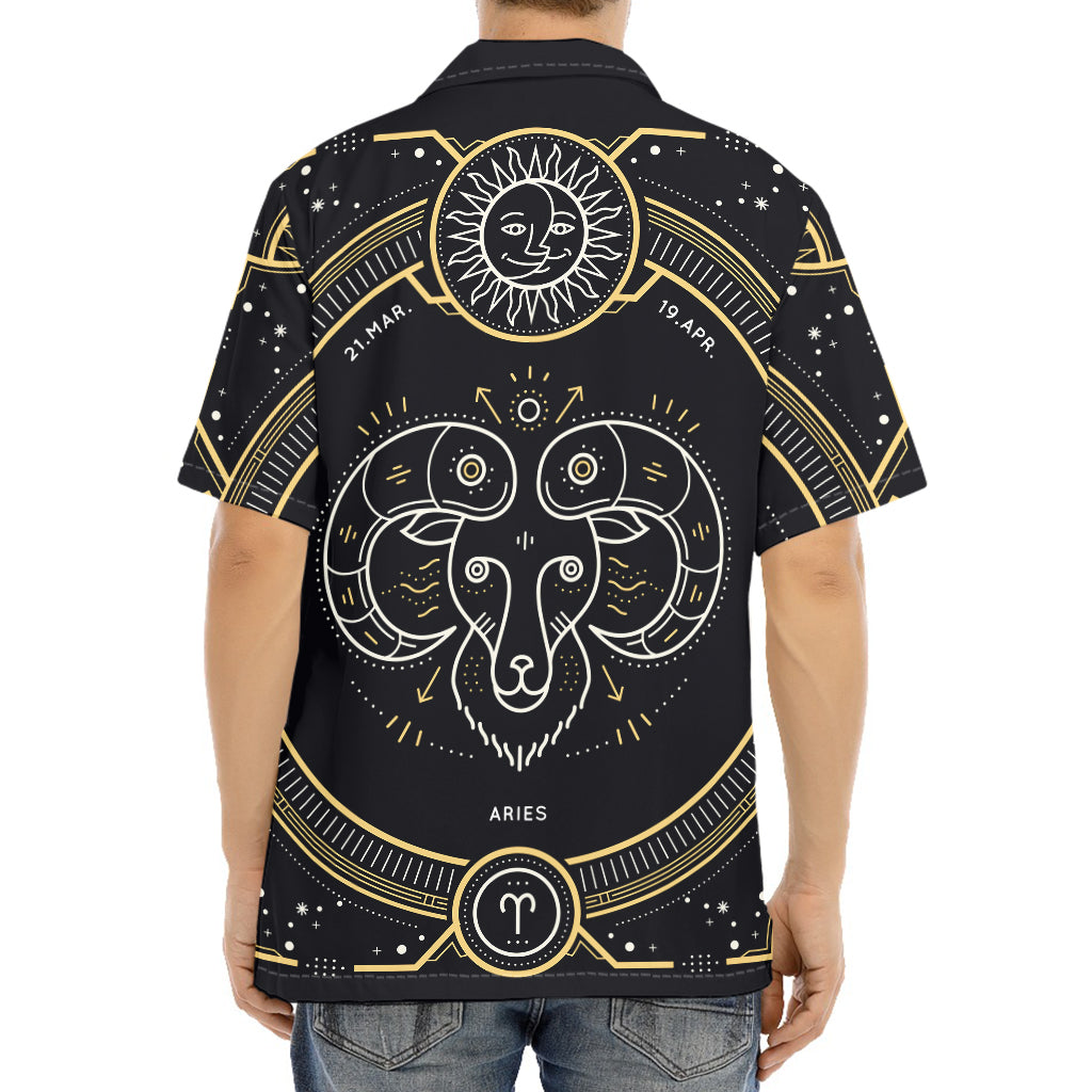 Vintage Aries Zodiac Sign Print Aloha Shirt
