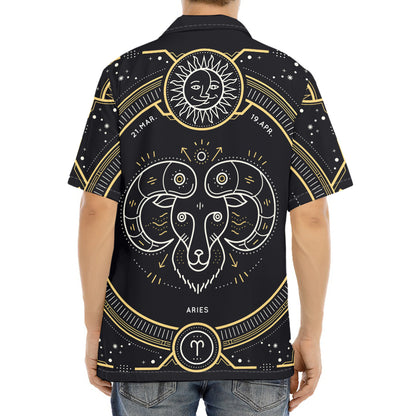 Vintage Aries Zodiac Sign Print Aloha Shirt