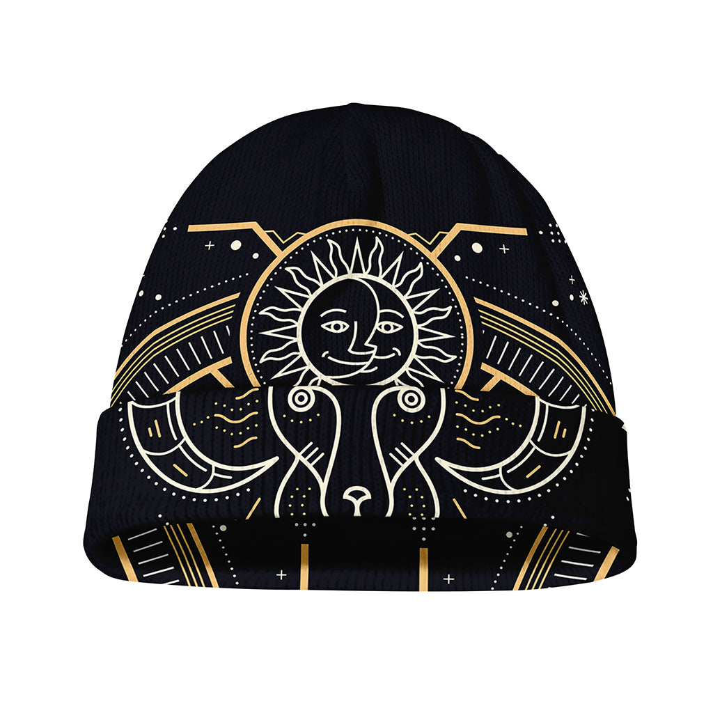 Vintage Aries Zodiac Sign Print Beanie