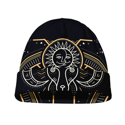 Vintage Aries Zodiac Sign Print Beanie