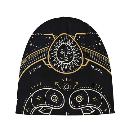 Vintage Aries Zodiac Sign Print Beanie