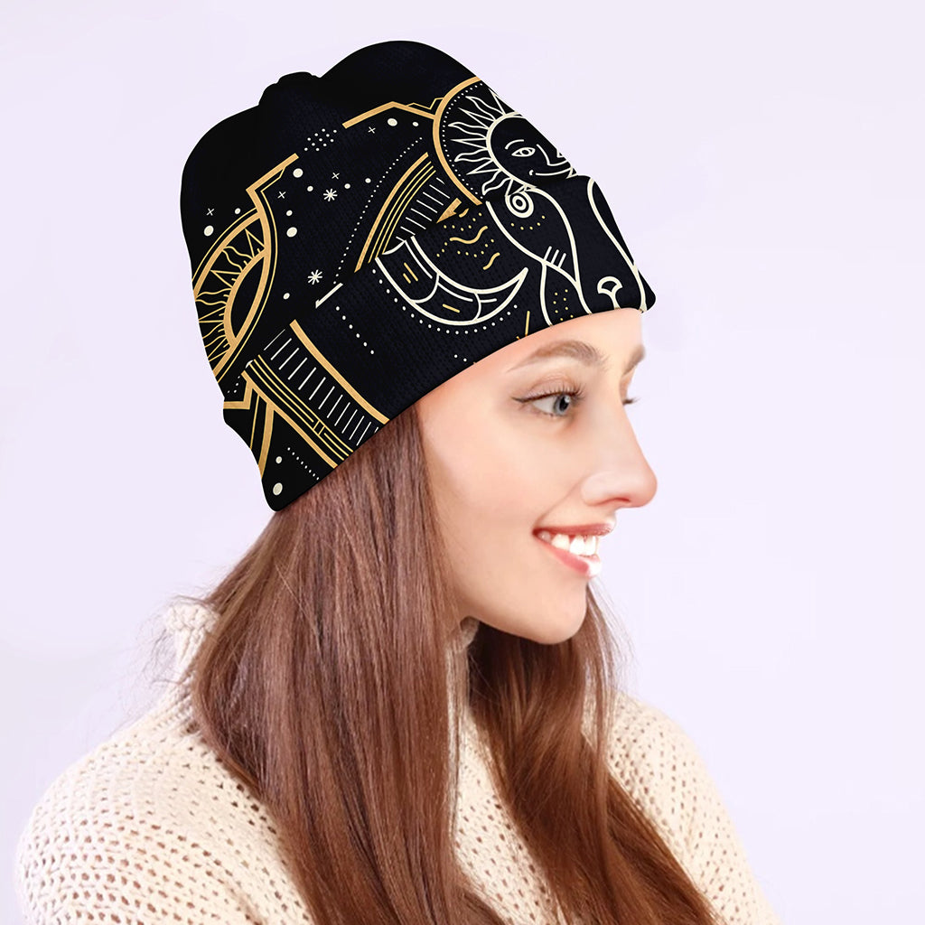Vintage Aries Zodiac Sign Print Beanie