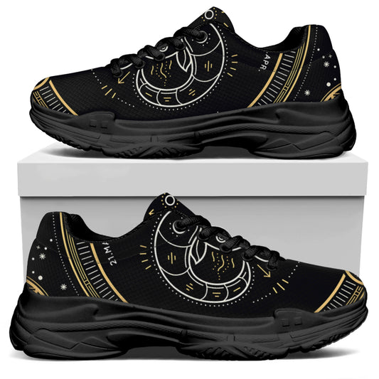 Vintage Aries Zodiac Sign Print Black Chunky Shoes