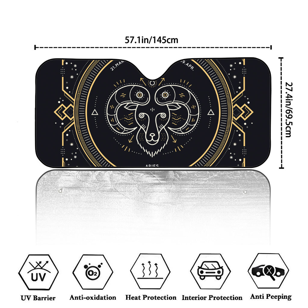 Vintage Aries Zodiac Sign Print Car Windshield Sun Shade