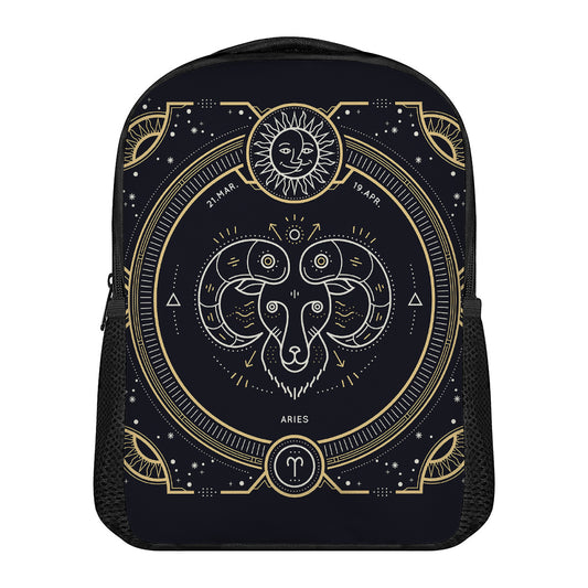 Vintage Aries Zodiac Sign Print Casual Backpack