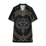 Vintage Aries Zodiac Sign Print Cotton Hawaiian Shirt