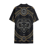 Vintage Aries Zodiac Sign Print Cotton Hawaiian Shirt