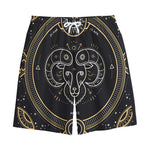 Vintage Aries Zodiac Sign Print Cotton Shorts