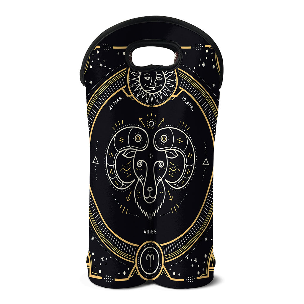 Vintage Aries Zodiac Sign Print Double Neoprene Wine Tote
