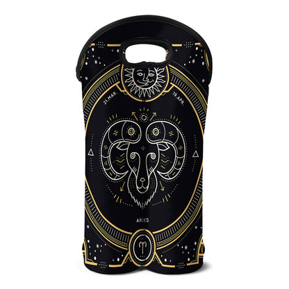 Vintage Aries Zodiac Sign Print Double Neoprene Wine Tote