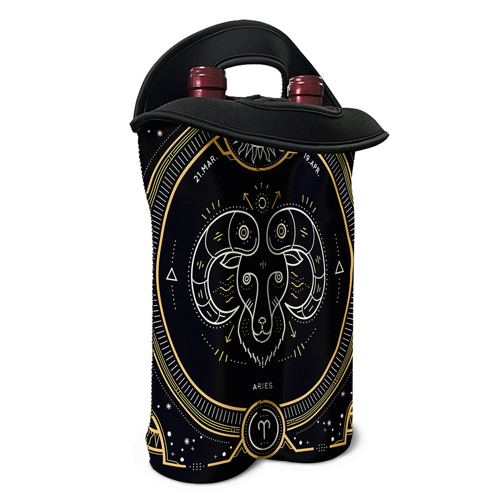 Vintage Aries Zodiac Sign Print Double Neoprene Wine Tote
