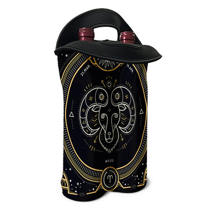 Vintage Aries Zodiac Sign Print Double Neoprene Wine Tote